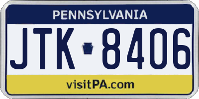 PA license plate JTK8406