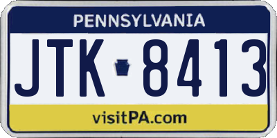 PA license plate JTK8413