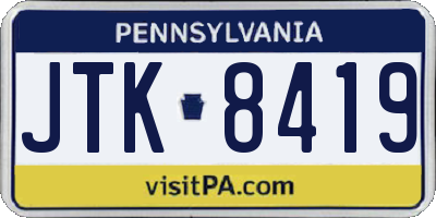 PA license plate JTK8419
