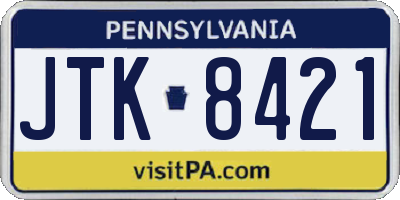 PA license plate JTK8421