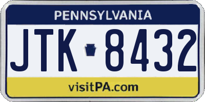 PA license plate JTK8432