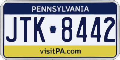 PA license plate JTK8442
