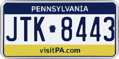 PA license plate JTK8443