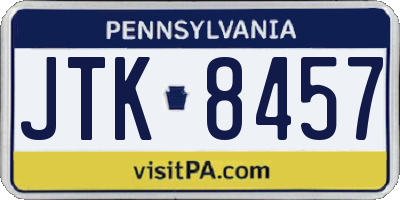 PA license plate JTK8457