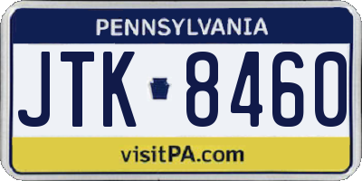 PA license plate JTK8460