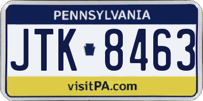 PA license plate JTK8463