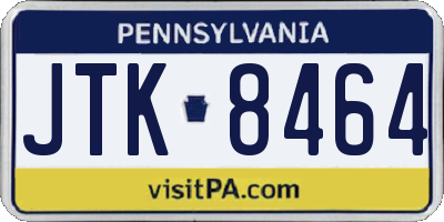 PA license plate JTK8464