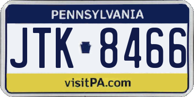 PA license plate JTK8466