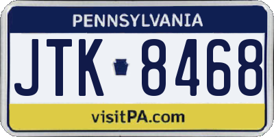 PA license plate JTK8468