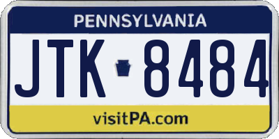 PA license plate JTK8484