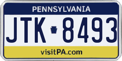 PA license plate JTK8493