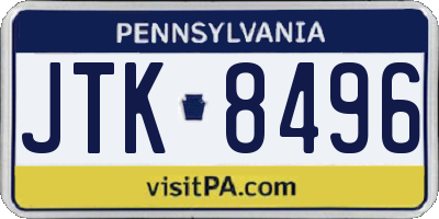 PA license plate JTK8496
