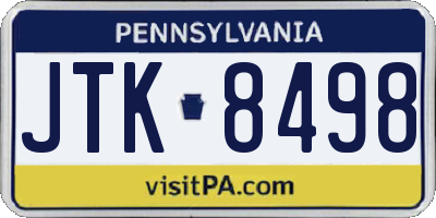 PA license plate JTK8498