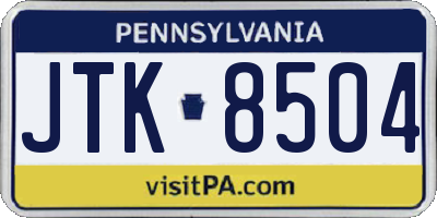 PA license plate JTK8504