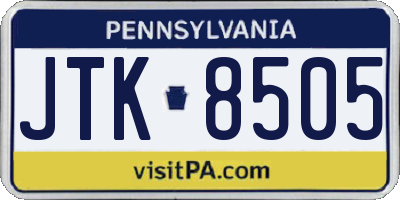 PA license plate JTK8505