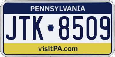 PA license plate JTK8509