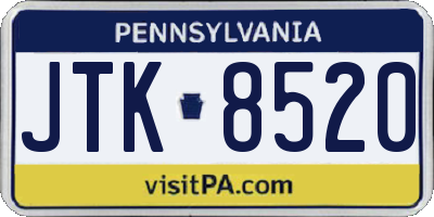 PA license plate JTK8520