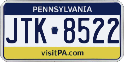 PA license plate JTK8522
