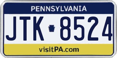PA license plate JTK8524