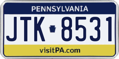 PA license plate JTK8531