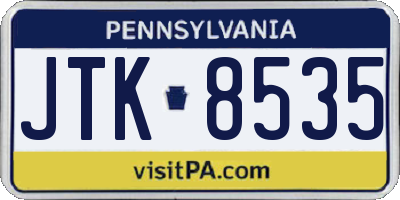 PA license plate JTK8535