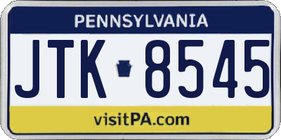 PA license plate JTK8545