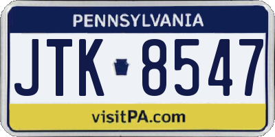 PA license plate JTK8547