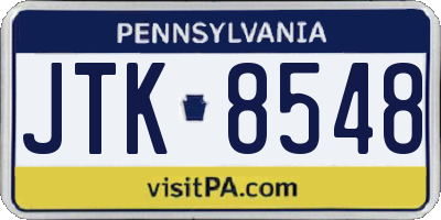 PA license plate JTK8548
