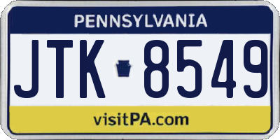 PA license plate JTK8549
