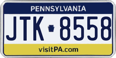 PA license plate JTK8558