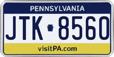 PA license plate JTK8560