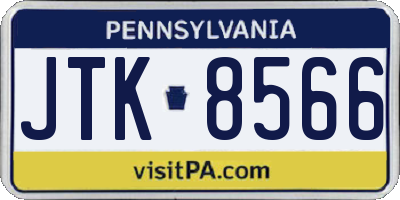 PA license plate JTK8566