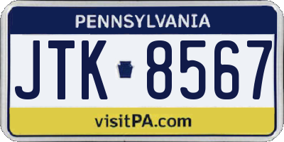 PA license plate JTK8567