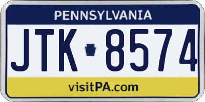 PA license plate JTK8574