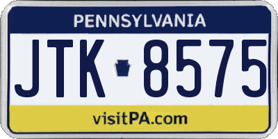PA license plate JTK8575