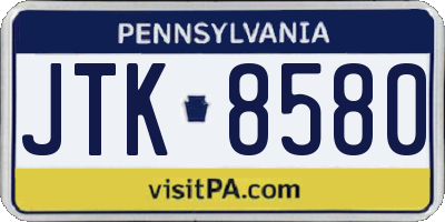 PA license plate JTK8580