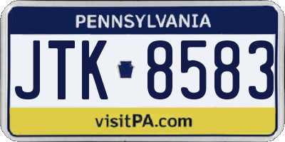 PA license plate JTK8583
