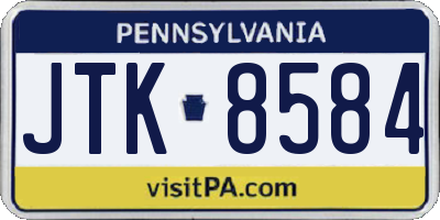 PA license plate JTK8584