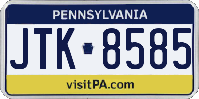 PA license plate JTK8585