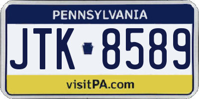 PA license plate JTK8589