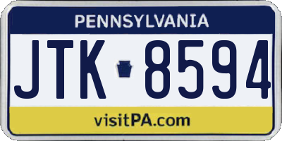 PA license plate JTK8594