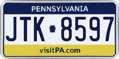 PA license plate JTK8597