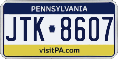 PA license plate JTK8607