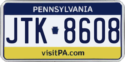 PA license plate JTK8608