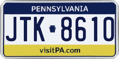 PA license plate JTK8610