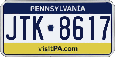 PA license plate JTK8617