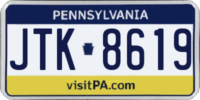 PA license plate JTK8619