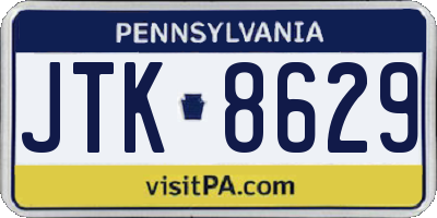 PA license plate JTK8629