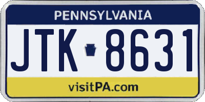 PA license plate JTK8631