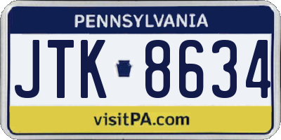 PA license plate JTK8634